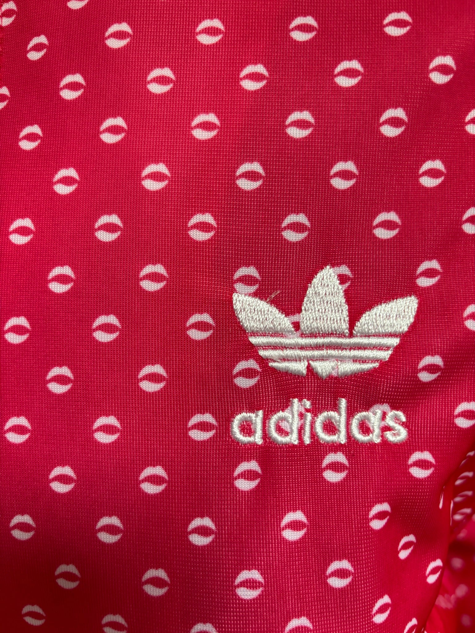Adidas Originals Lips Print Track Jacket in Hot Pink- Medium
