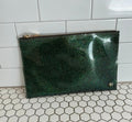 Hobo Emerald Green Glitter Patent Leather Zip Clutch