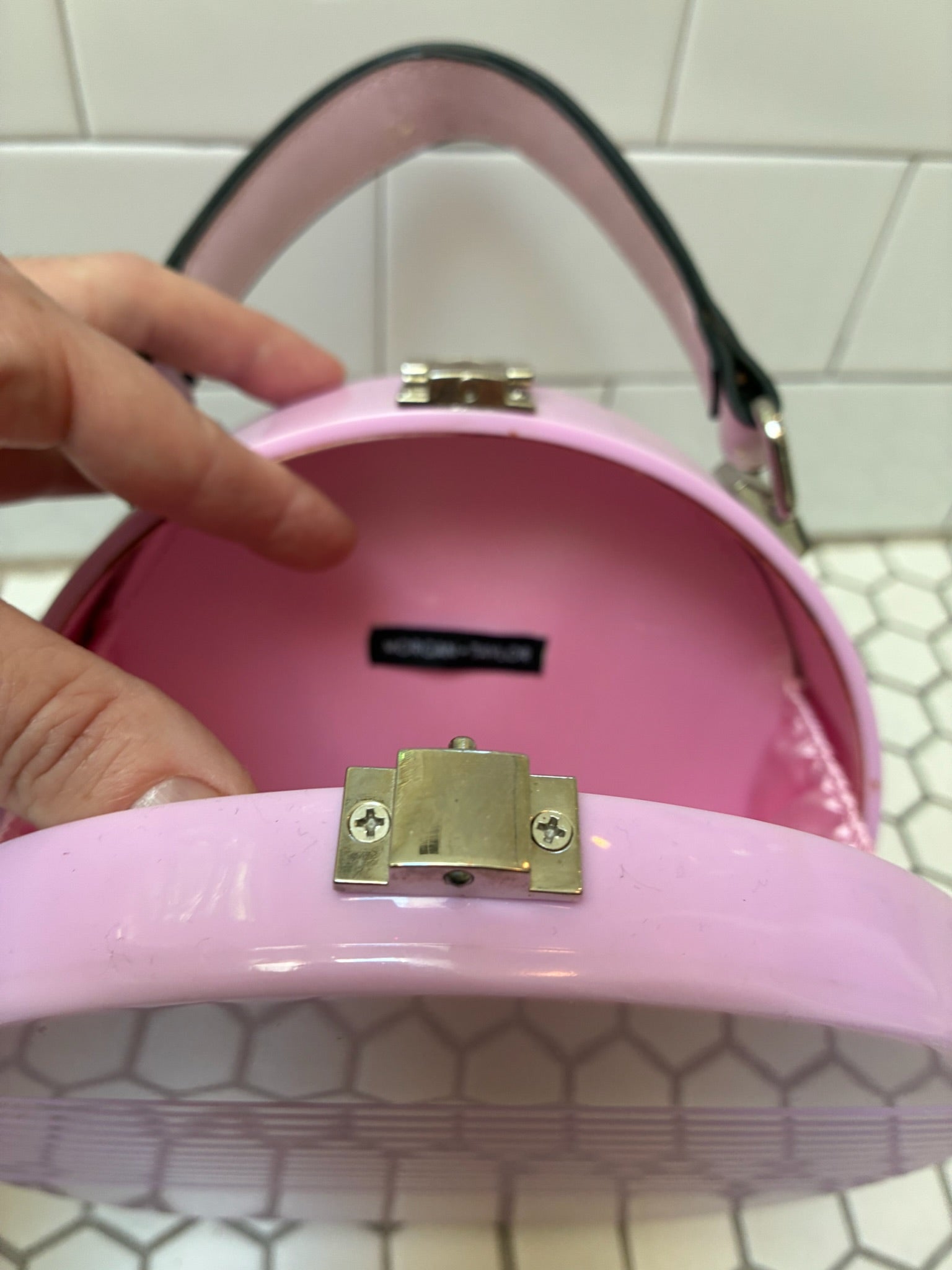 Morgan + Taylor Retro 80s Lavender Circle Hard-Shell Handbag