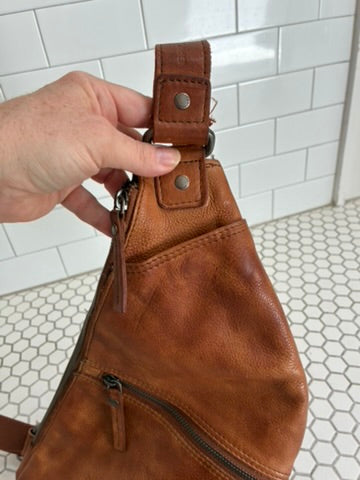 Spikes & Sparrow Distressed Leather Sling Bag in Cognac