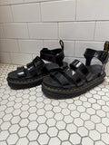 Dr. Martens Blaire Platform Sandals — Black Patent Leather, Size 9