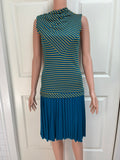 Vintage Drop Waist Striped Knit Dress- Medium