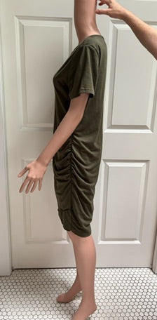 Olive Ruched T-Shirt Dress