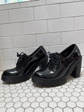 Dr. Martens Black Patent Leather Platform Heel Oxford — Size 8.5
