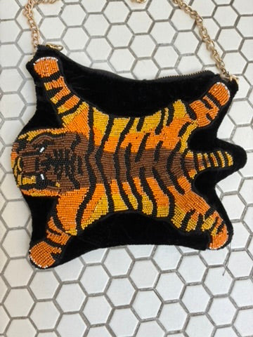 Betsey Johnson Beaded Tiger Crossbody Bag