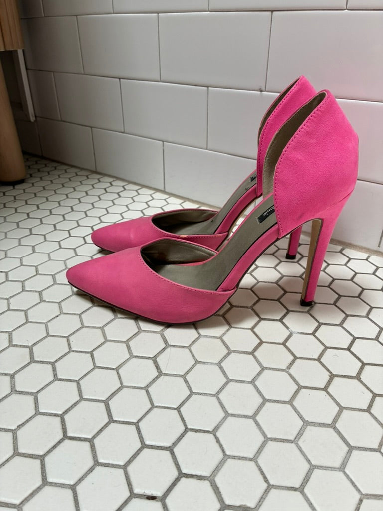 Hot Pink d'Orsay Stiletto Pumps | Pointed Toe | Size 8.5