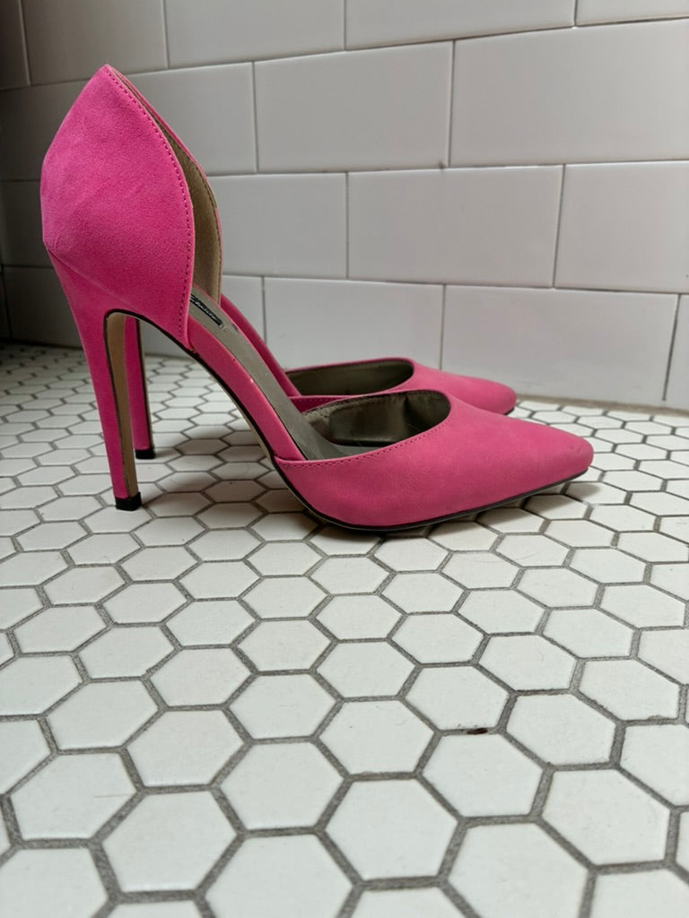 Hot Pink d'Orsay Stiletto Pumps | Pointed Toe | Size 8.5