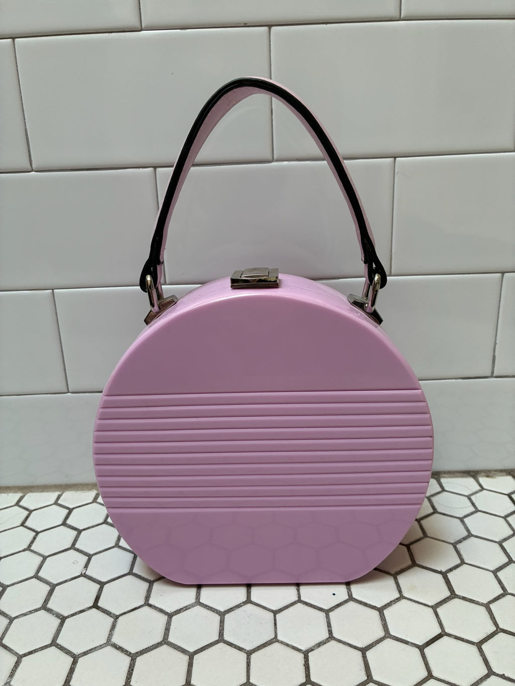 Morgan + Taylor Retro 80s Lavender Circle Hard-Shell Handbag