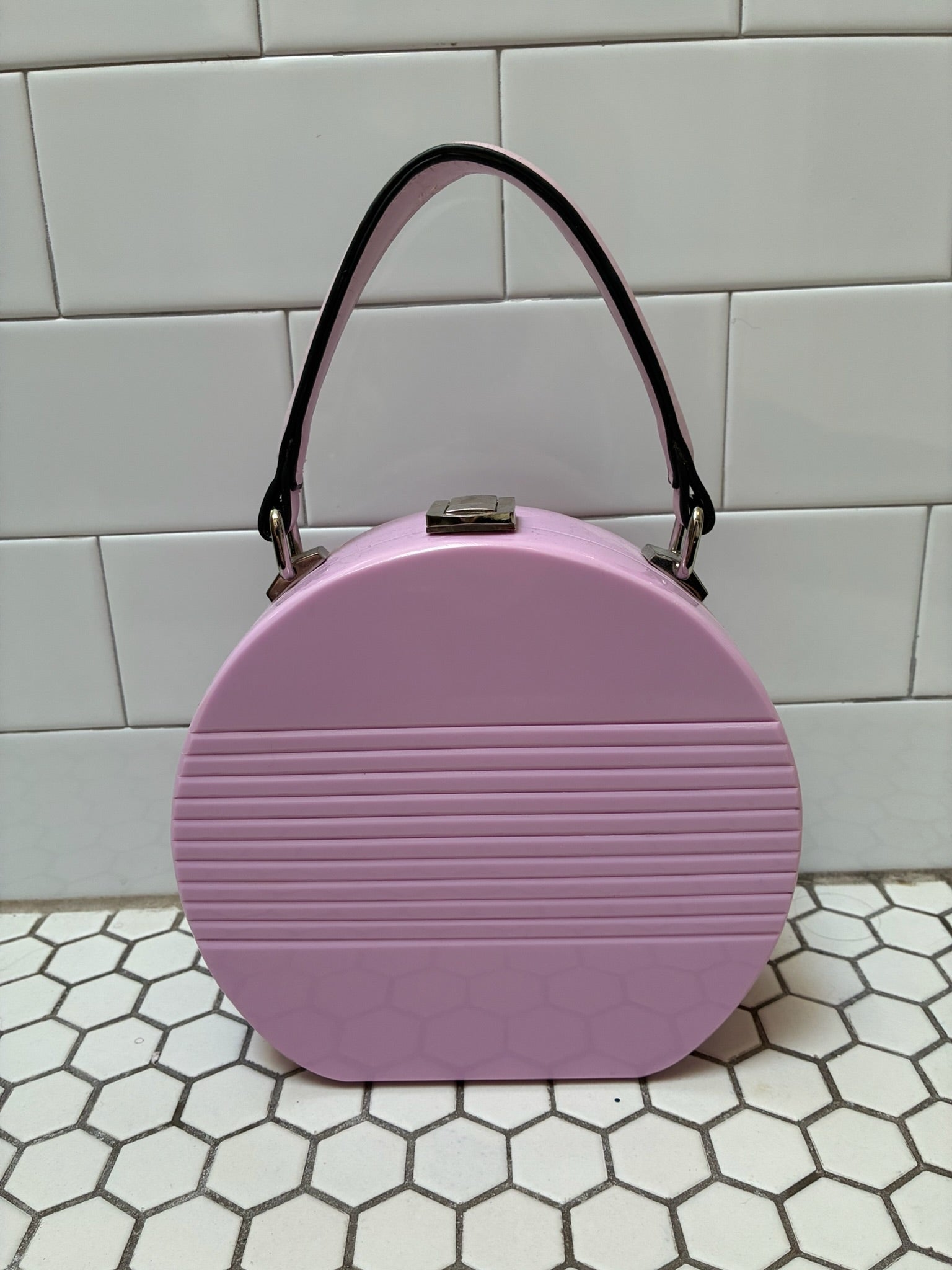 Morgan + Taylor Retro 80s Lavender Circle Hard-Shell Handbag