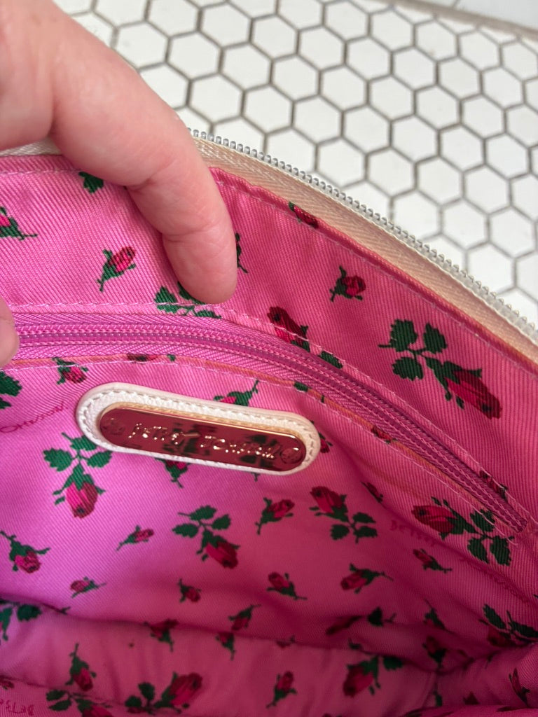 Betsey Johnson S.W.A.K. Airmail Envelope Crossbody Bag | Gold Chain | Hot Pink Rose Interior