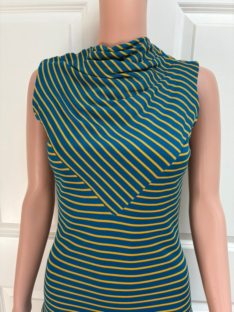 Vintage Drop Waist Striped Knit Dress- Medium