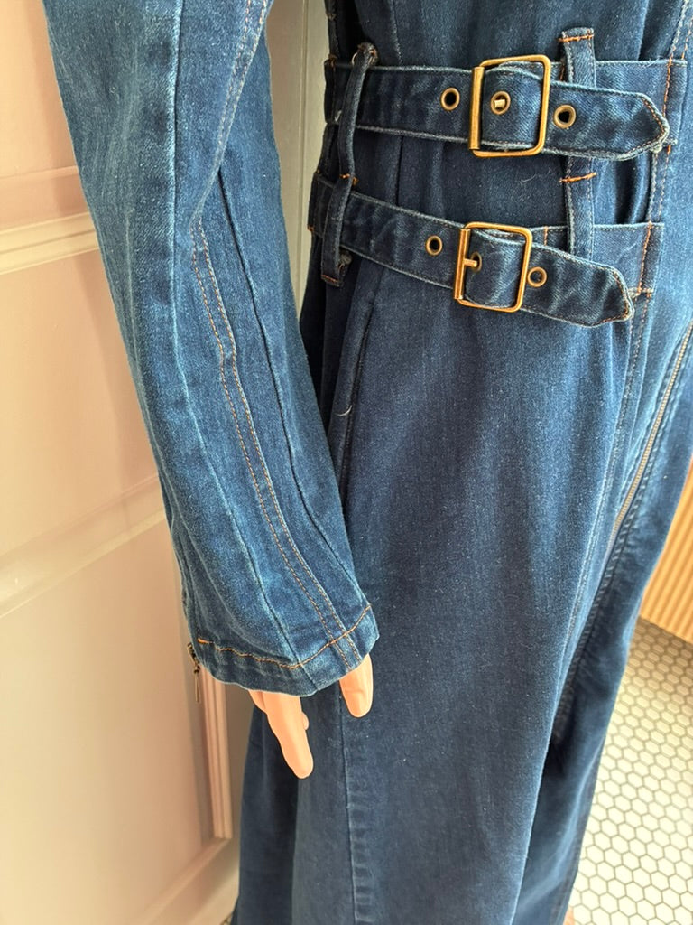 Tov Denim Dress / Coat with Abstract Silk Lining – Size XL