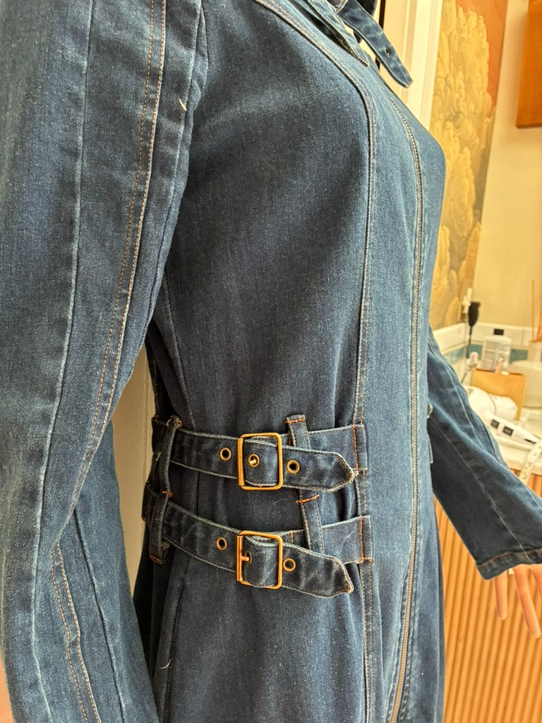 Tov Denim Dress / Coat with Abstract Silk Lining – Size XL