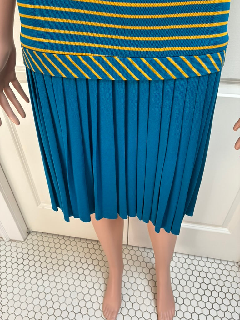 Vintage Drop Waist Striped Knit Dress- Medium