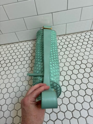 Latico Genuine Leather "Oxidized" aquamarine polka dot Baguette Bag | Gold Hardware