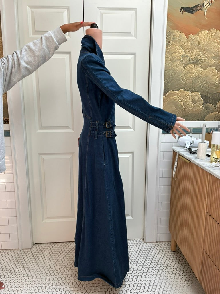 Tov Denim Dress / Coat with Abstract Silk Lining – Size XL