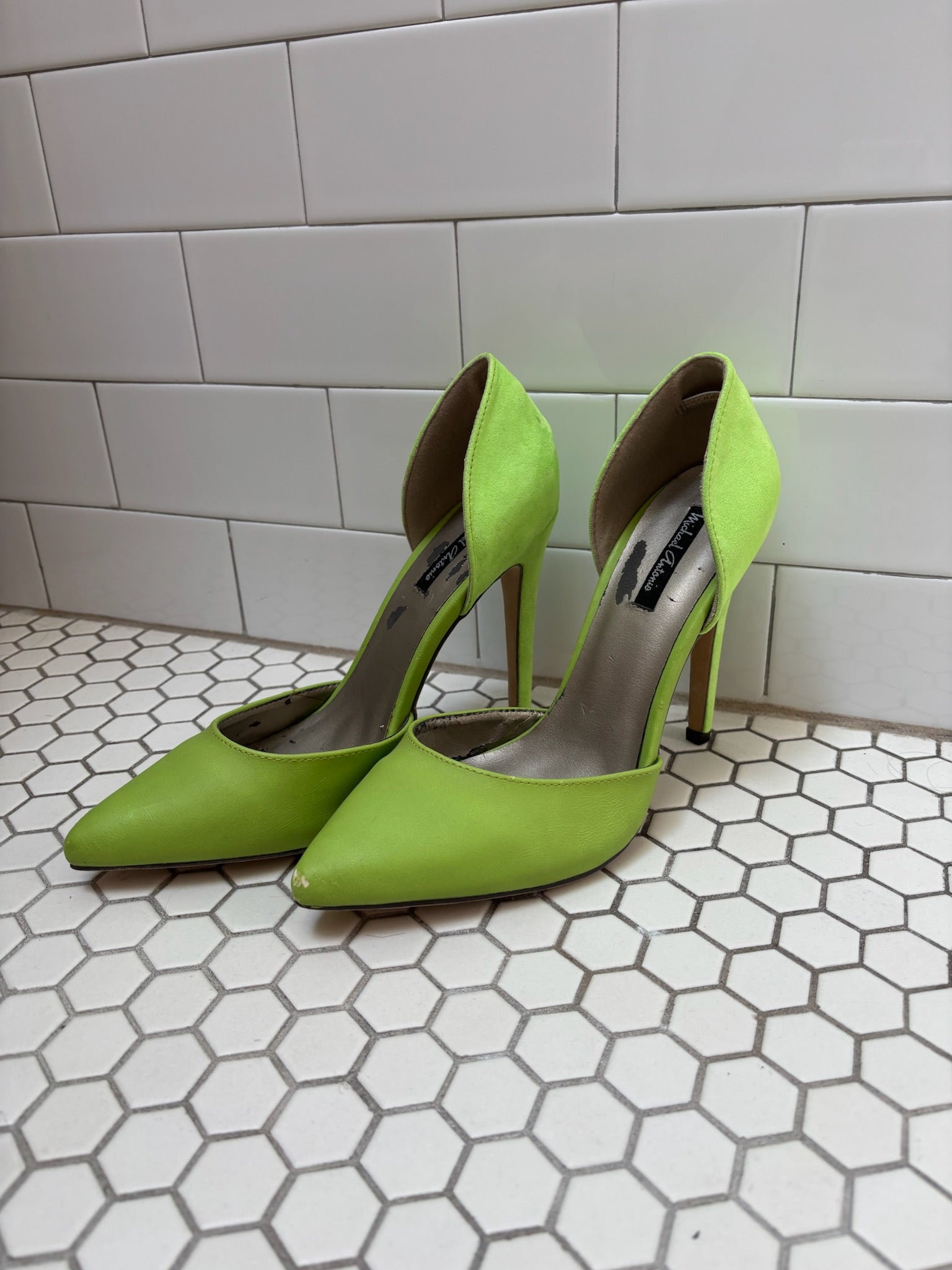 Michael Antonio Neon Lime Green d’Orsay Stiletto Pumps — Size 8.5