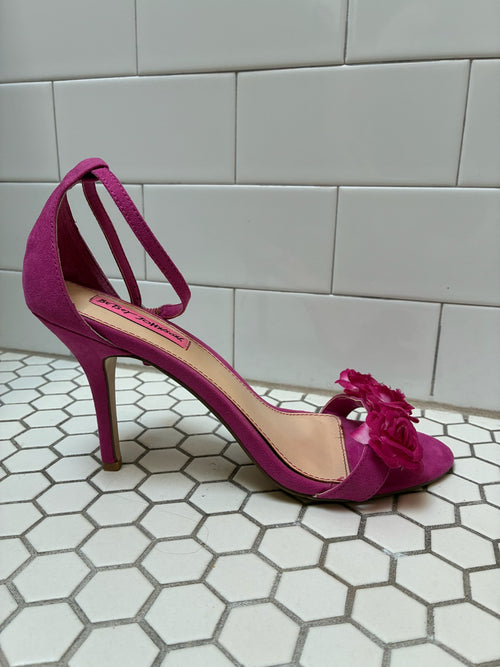 Betsey Johnson Fuchsia Rose Stiletto Sandals — Size 8.5