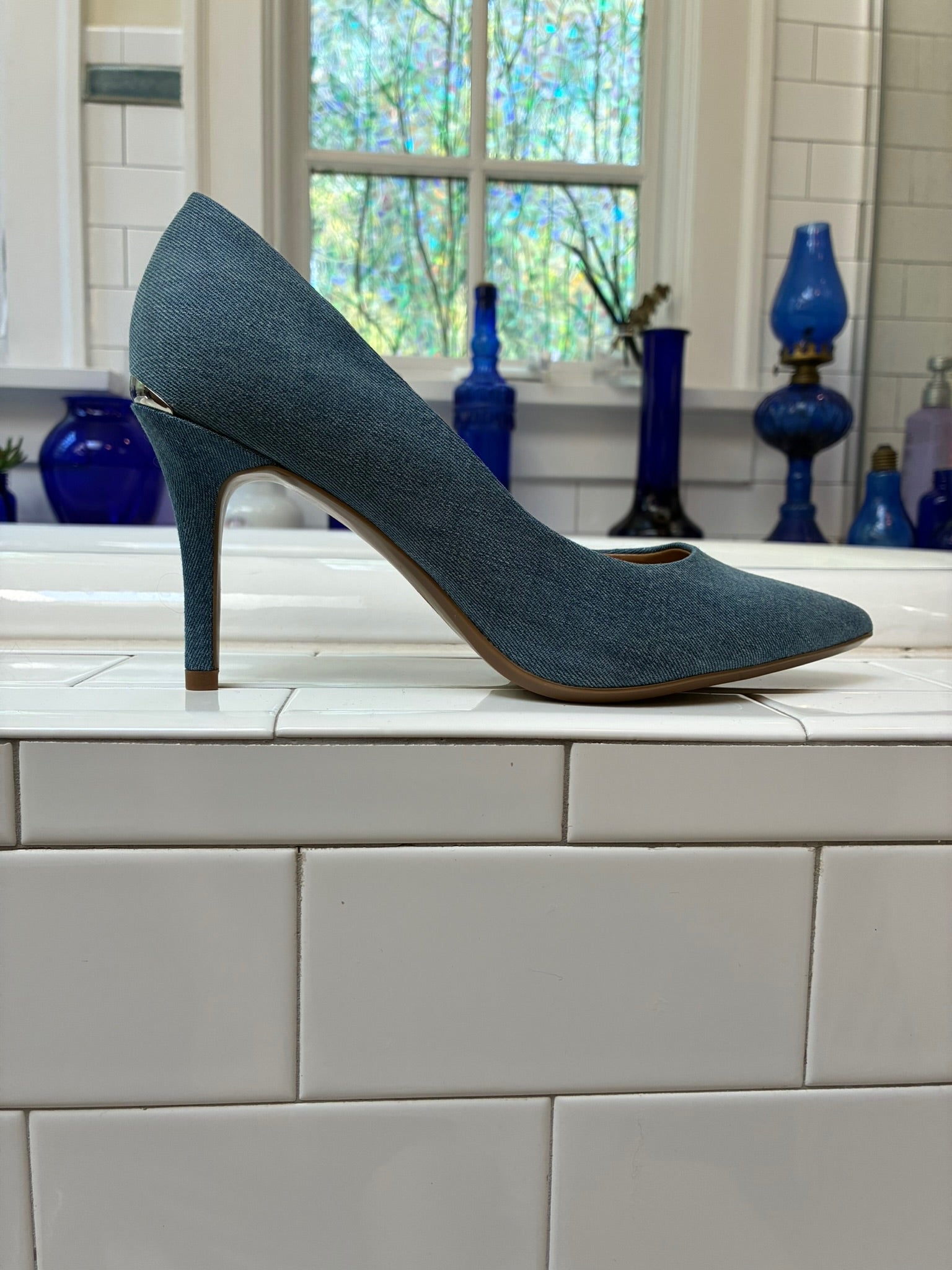 Calvin Klein denim pumps- Never worn