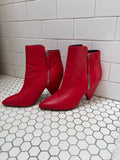 Kenneth Cole Red Leather Ankle Booties — Cone Heel, Size 8.5