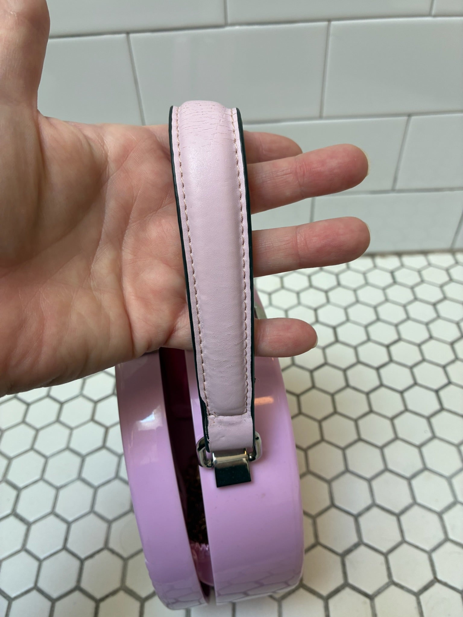 Morgan + Taylor Retro 80s Lavender Circle Hard-Shell Handbag