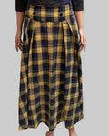 Vintage Yellow Plaid Soft Wool A-Line Ankle Skirt | Flat Front, Elastic Back | US Size 10