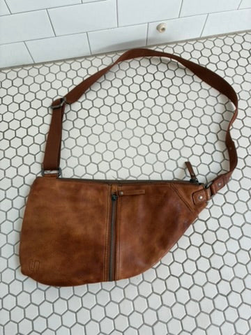 Spikes & Sparrow Distressed Leather Sling Bag in Cognac