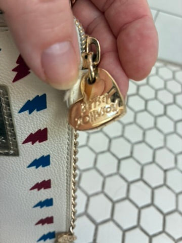 Betsey Johnson S.W.A.K. Airmail Envelope Crossbody Bag | Gold Chain | Hot Pink Rose Interior