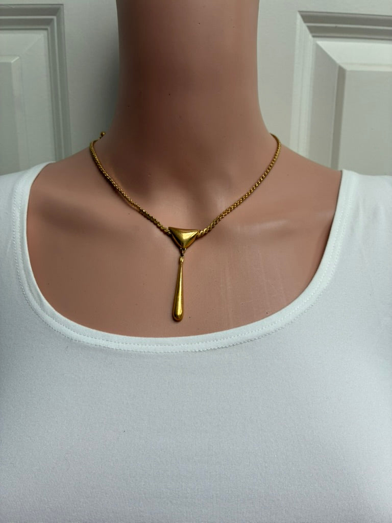 Gold Lariat Drop Necklace