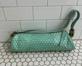 Latico Genuine Leather "Oxidized" aquamarine polka dot Baguette Bag | Gold Hardware