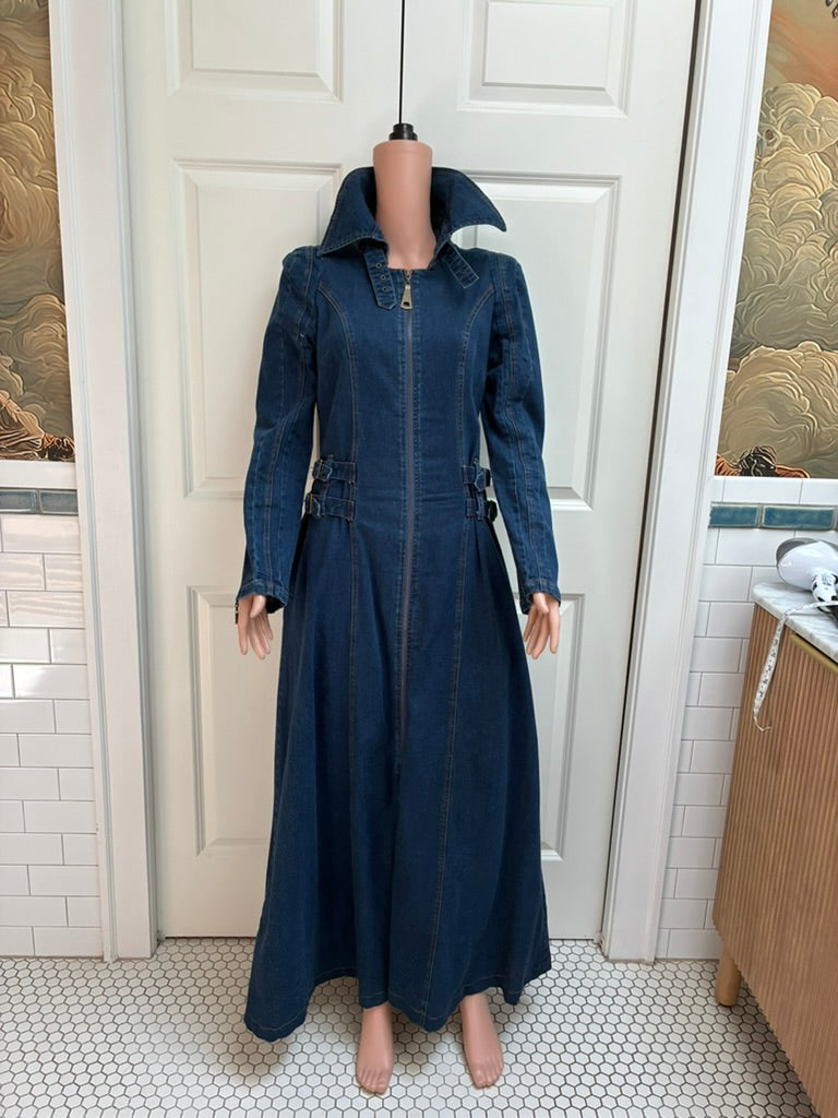 Tov Denim Dress / Coat with Abstract Silk Lining – Size XL