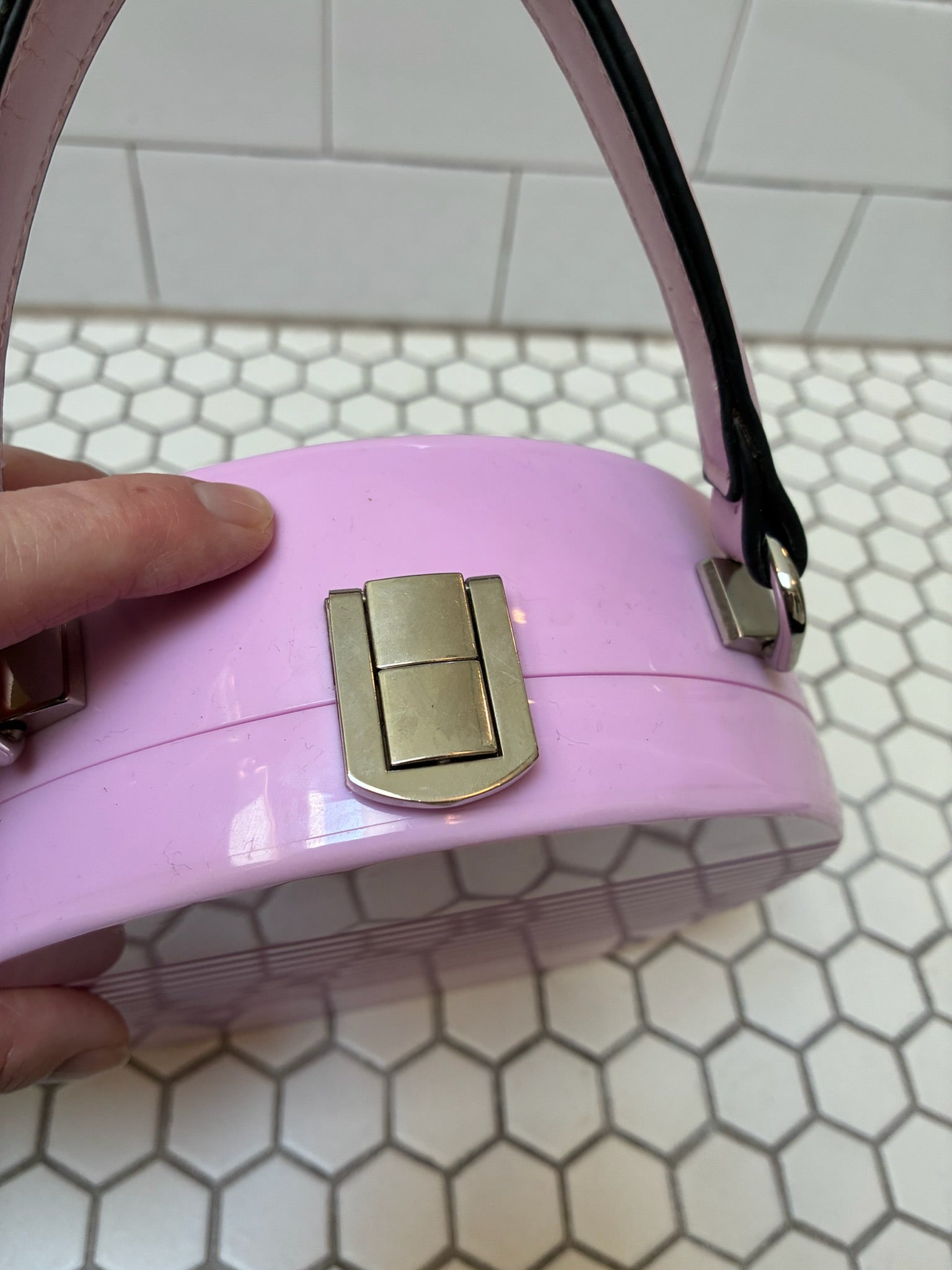 Morgan + Taylor Retro 80s Lavender Circle Hard-Shell Handbag