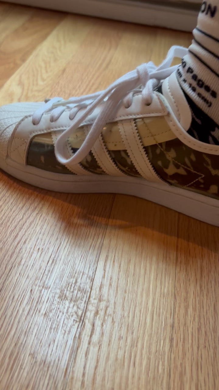 Vintage Adidas Clear Transparent Sneakers | White 3-Stripe Shell Toe | US Women's 9