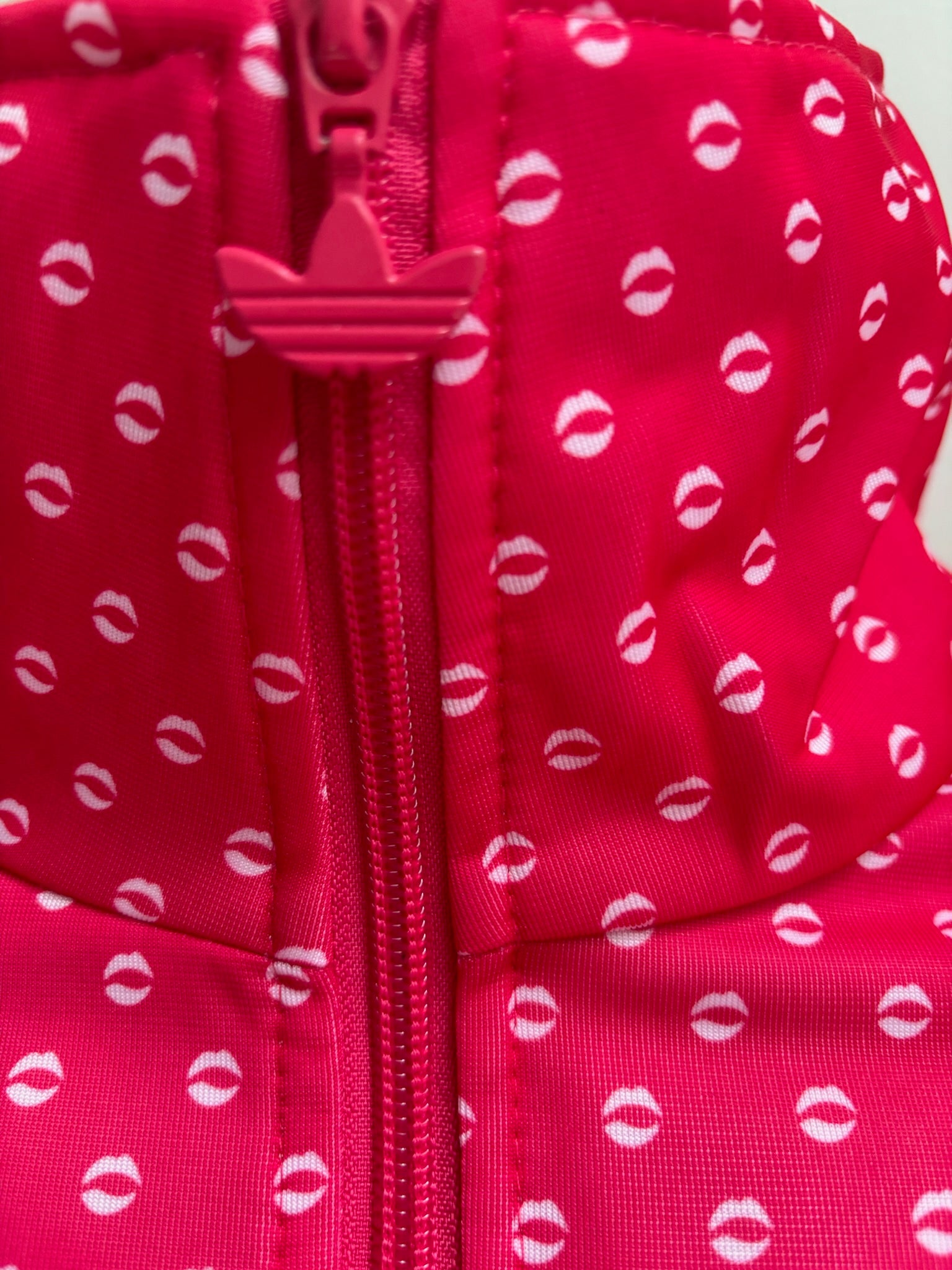 Adidas Originals Lips Print Track Jacket in Hot Pink- Medium