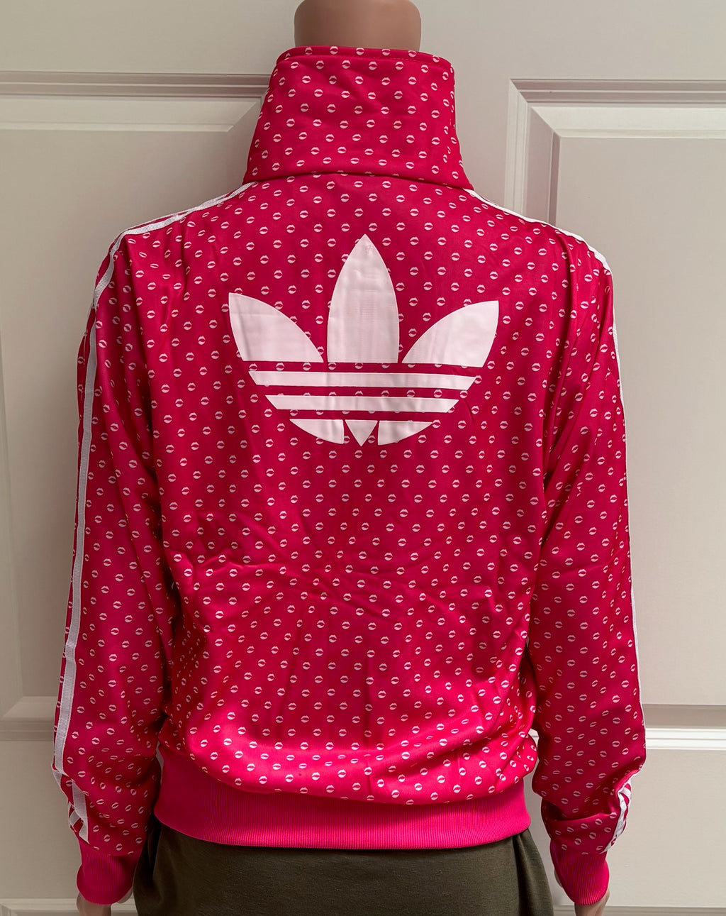 Adidas Originals Lips Print Track Jacket in Hot Pink- Medium