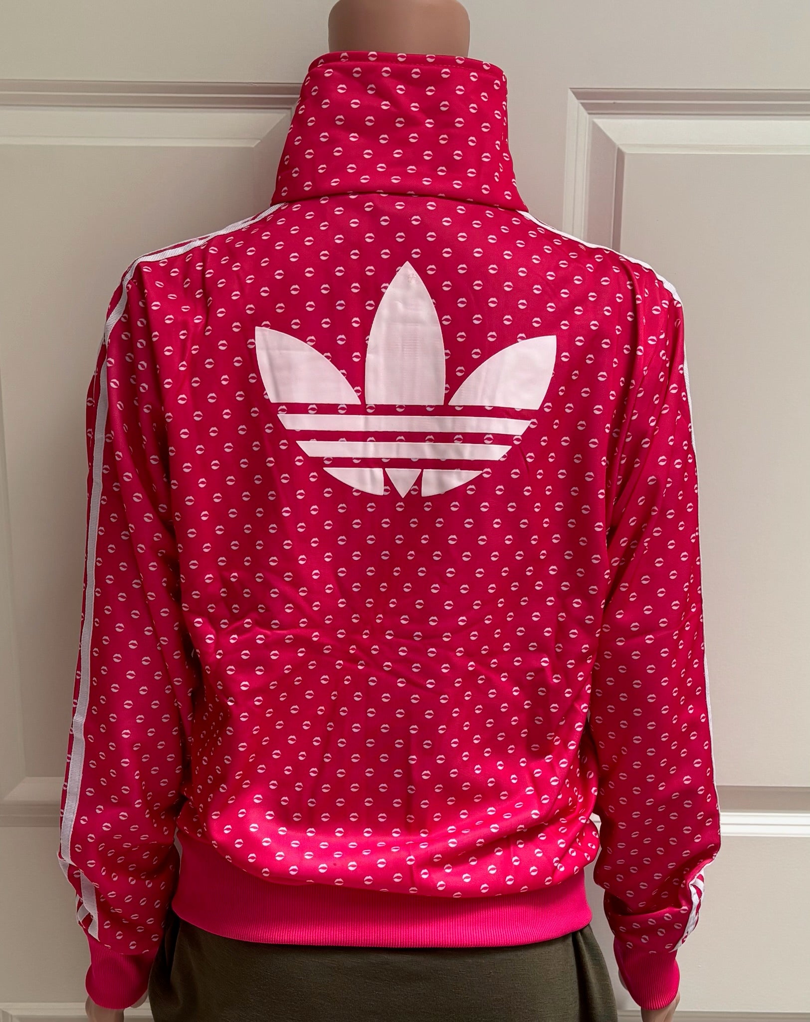 Adidas Originals Lips Print Track Jacket in Hot Pink- Medium