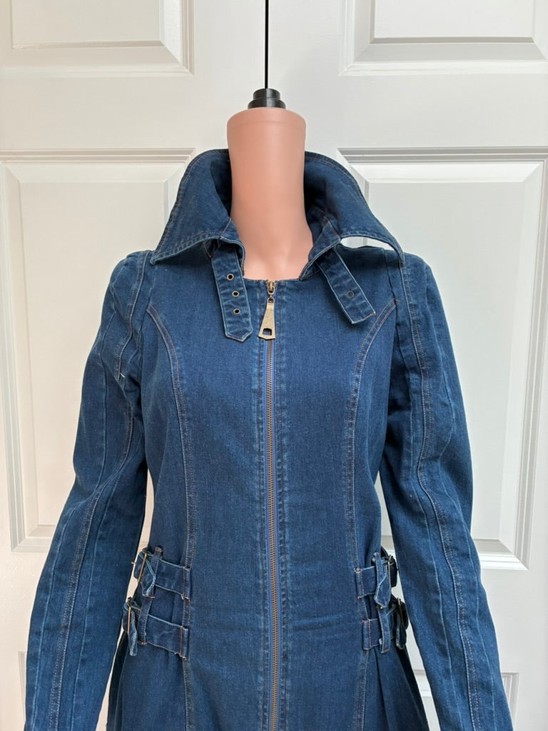 Tov Denim Dress / Coat with Abstract Silk Lining – Size XL
