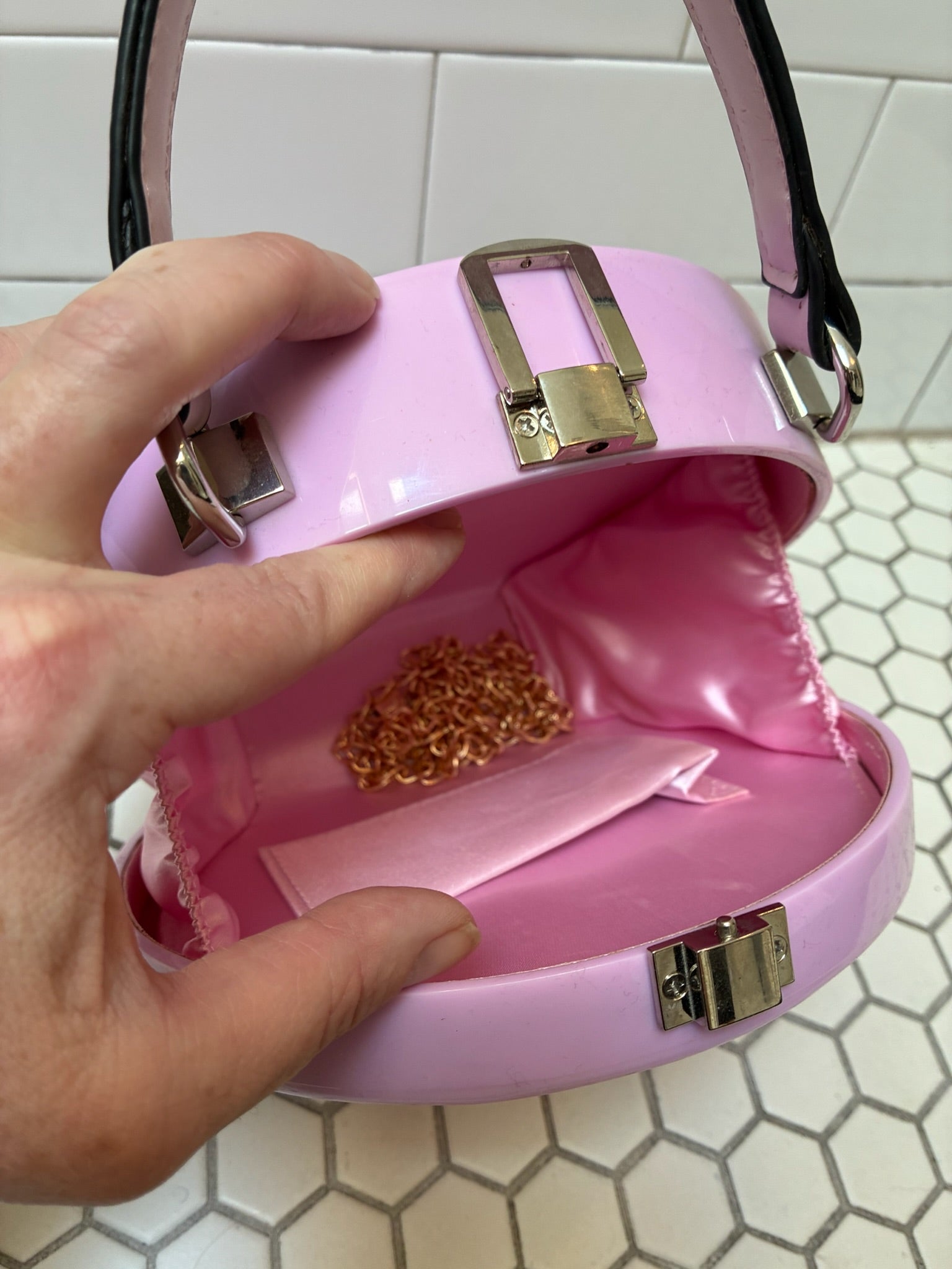 Morgan + Taylor Retro 80s Lavender Circle Hard-Shell Handbag