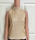 Giannino Vintage 1960s Gold Sequin & Pearl Mock Turtleneck Top — Size 8