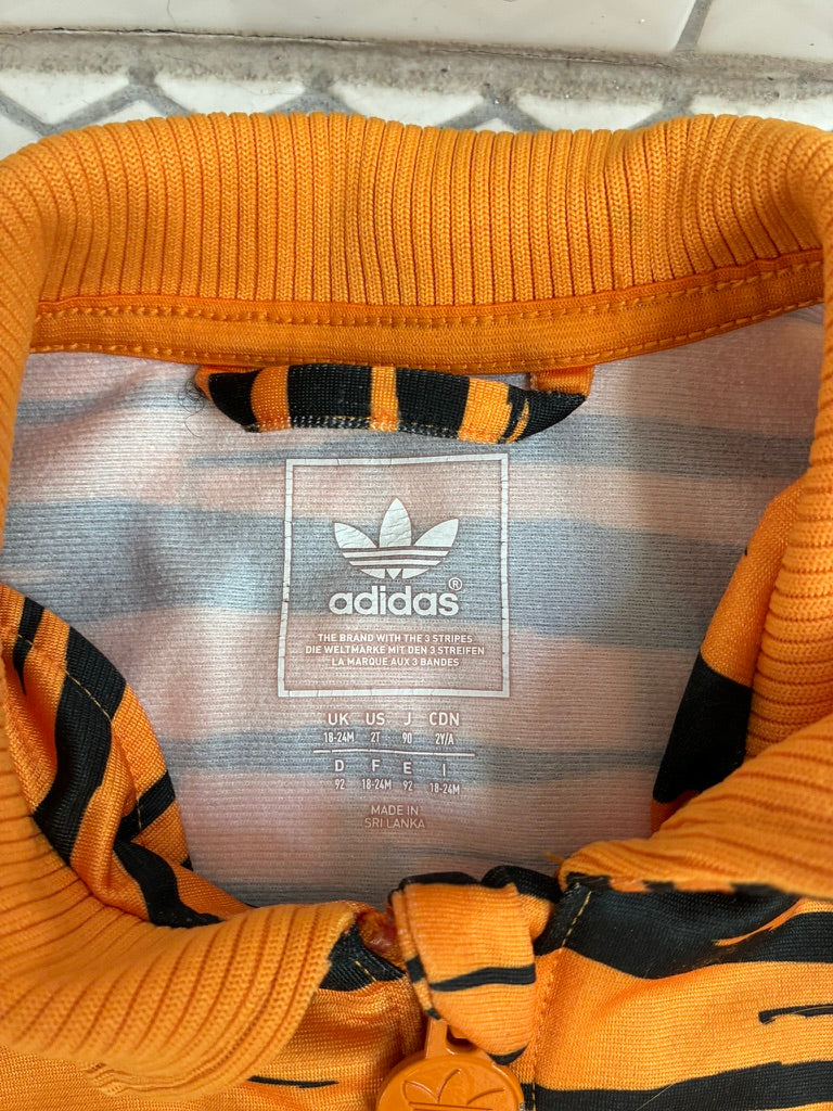 Adidas Originals Tiger Print Kids Tracksuit Set | Orange & Black | Size 18-24 Months