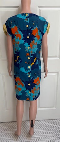 Vintage 1960s Abstract Map Print Shift Dress