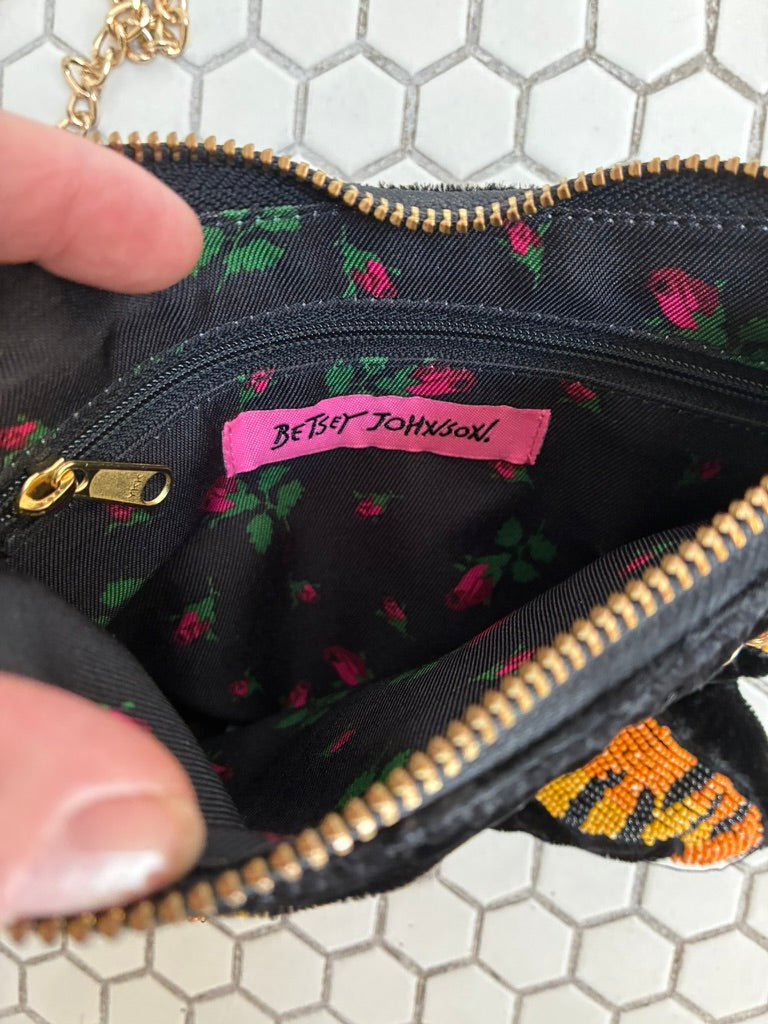 Betsey Johnson Beaded Tiger Crossbody Bag