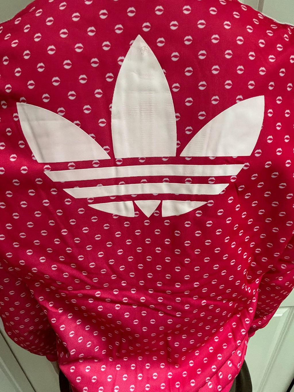 Adidas Originals Lips Print Track Jacket in Hot Pink- Medium