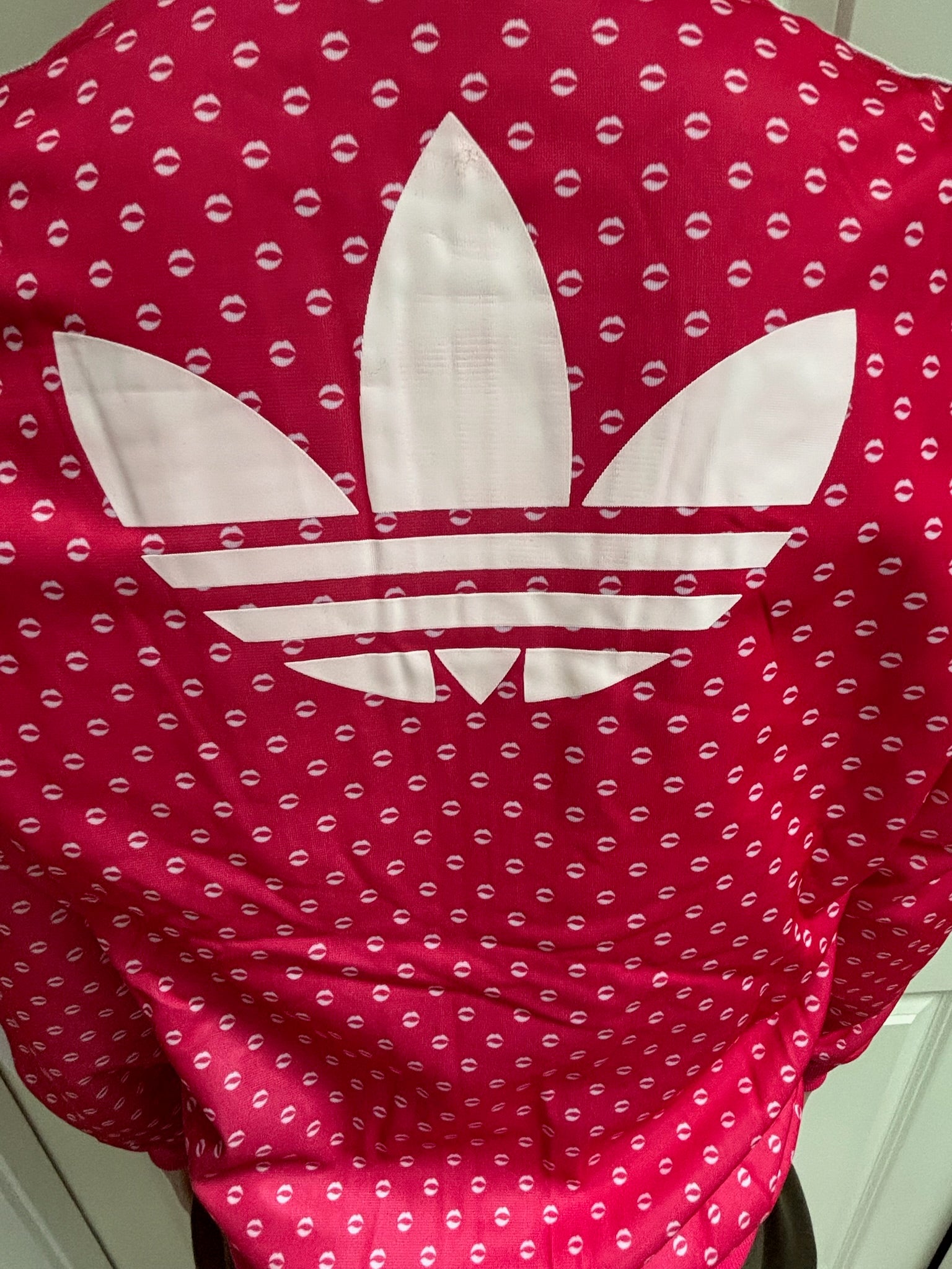 Adidas Originals Lips Print Track Jacket in Hot Pink- Medium