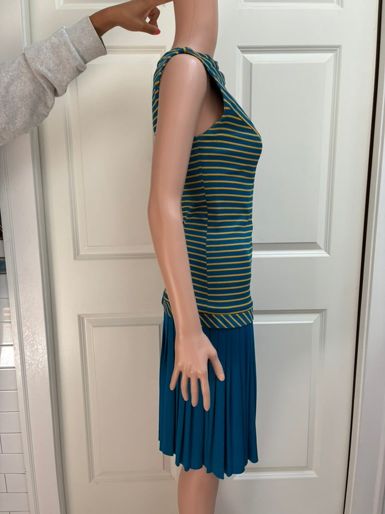 Vintage Drop Waist Striped Knit Dress- Medium