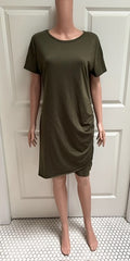 Olive Ruched T-Shirt Dress