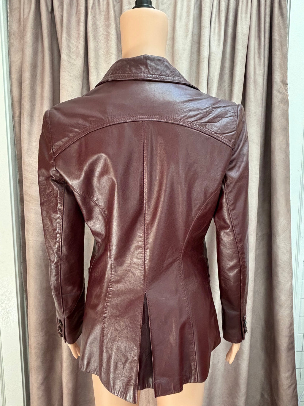 Etienne Aigner Burgundy Leather Blazer