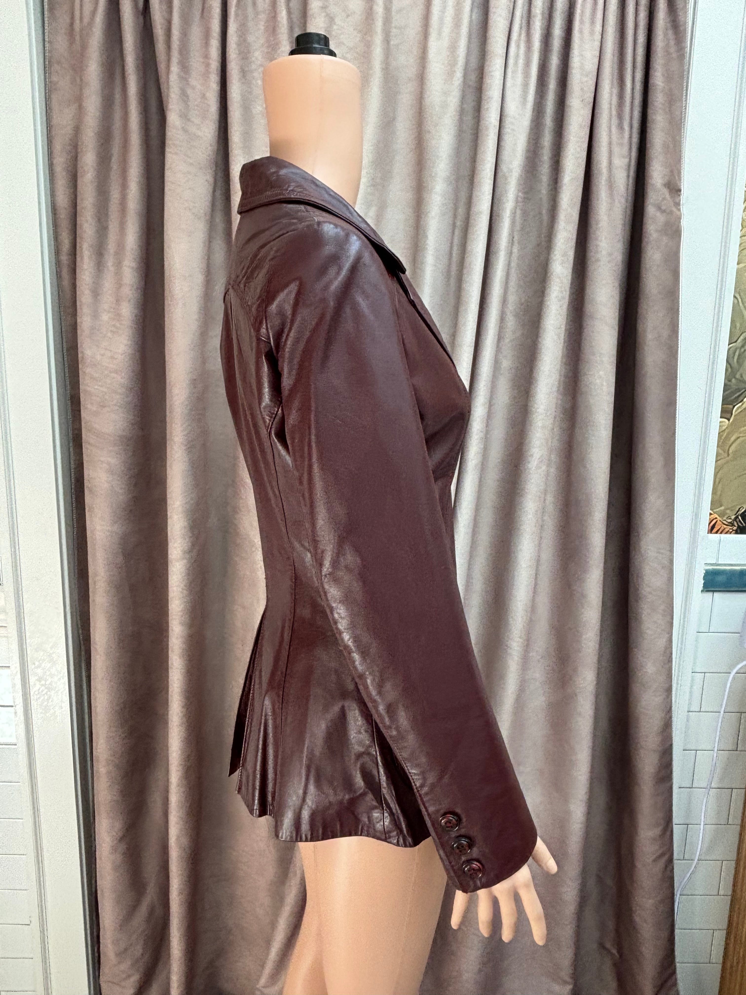 Etienne Aigner Burgundy Leather Blazer