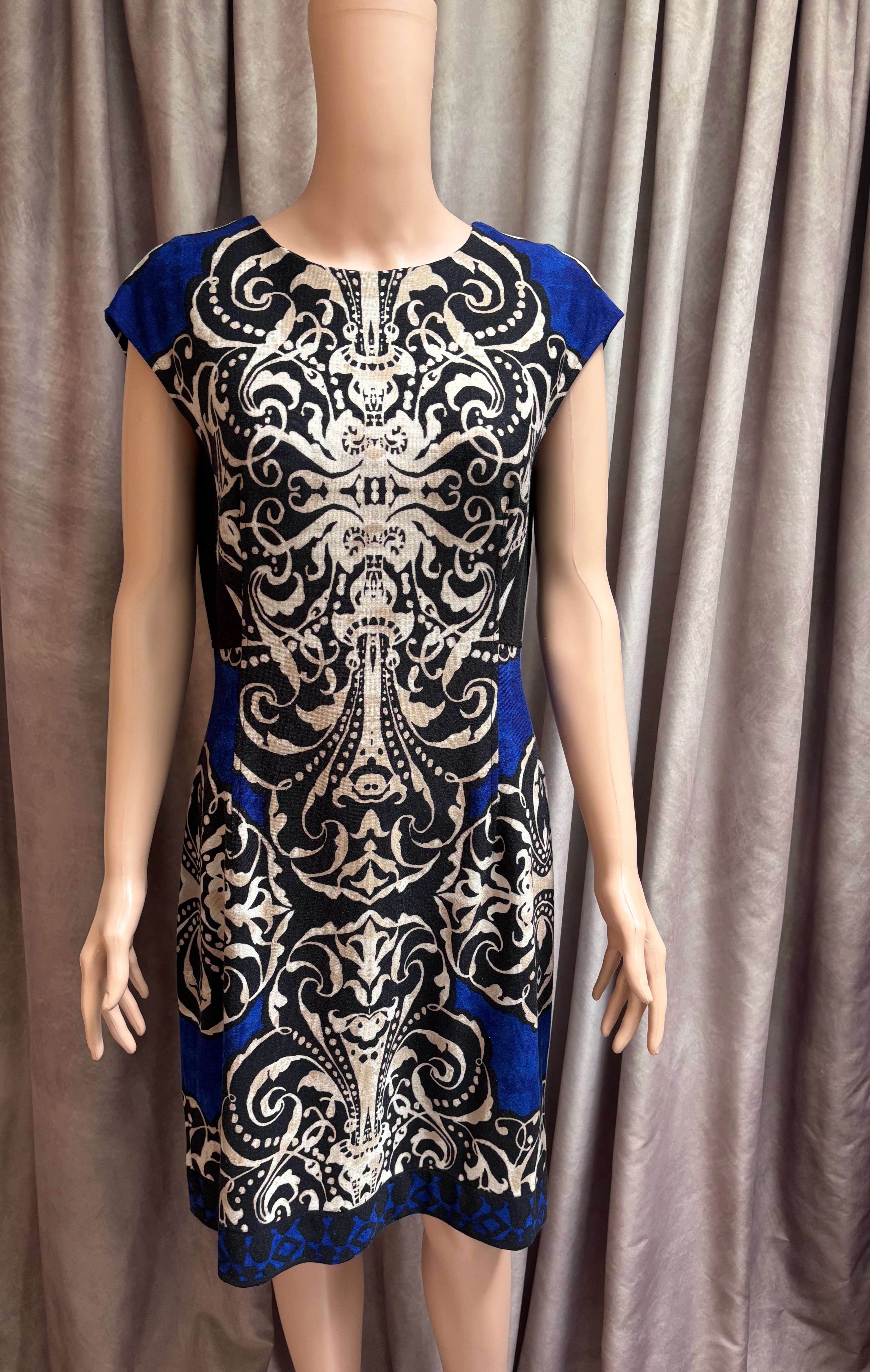 Donna Morgan Blue & Black Print Bodycon Dress