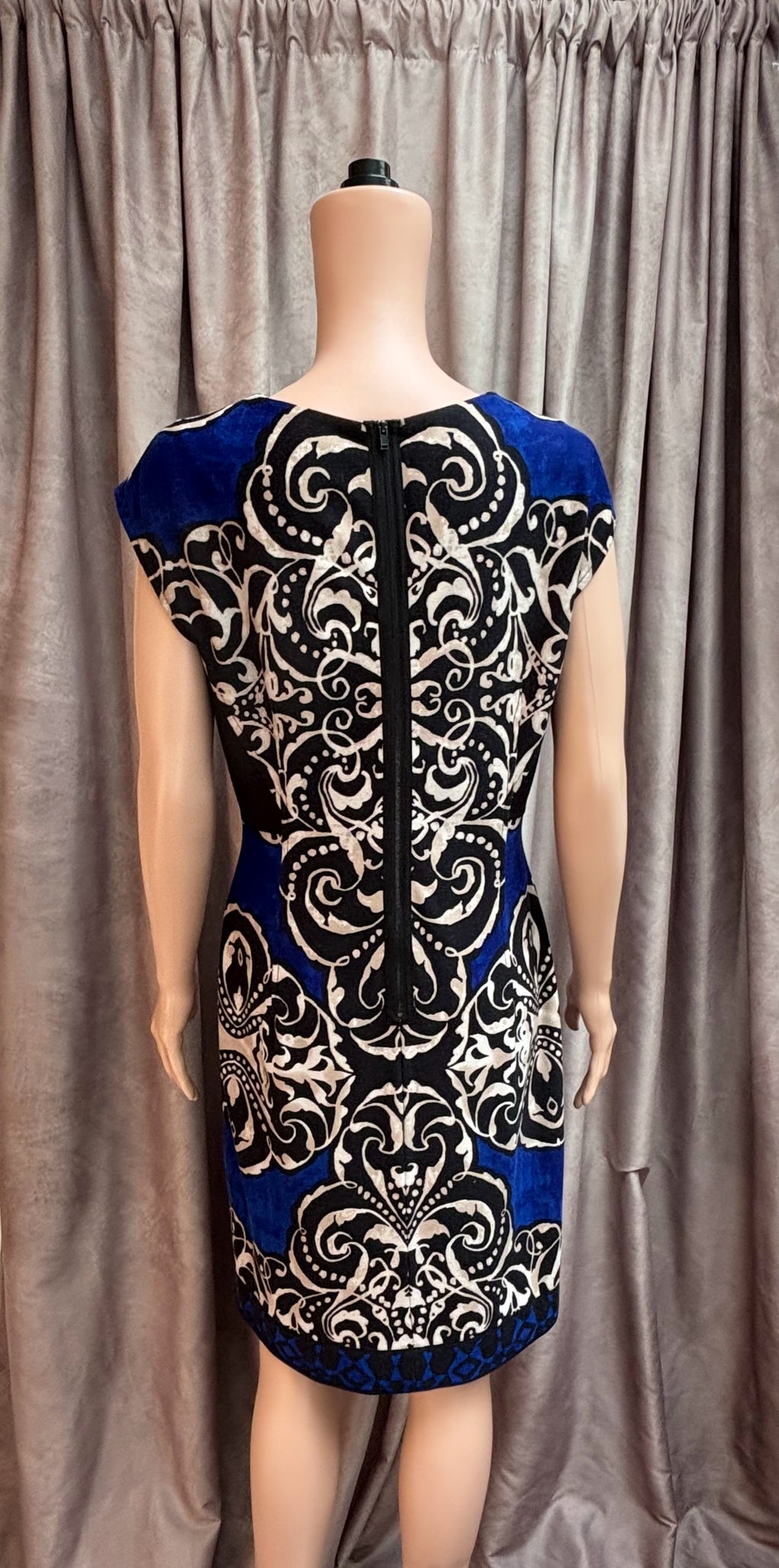 Donna Morgan Blue & Black Print Bodycon Dress